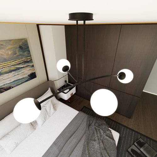 Lampa sufitowa HALLDOR 4 BLACK klasyczna klosz czarno/biała