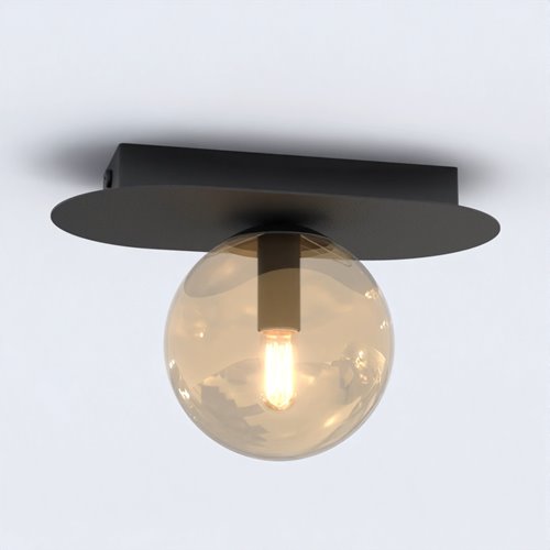 Lampa sufitowa PLAZA 1 BL/MIODOWY plafon czarna/bursztyn