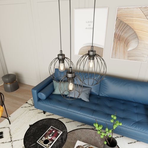 Lampa wisząca NANDO 3PREM BL loft, nowoczesna, czarna
