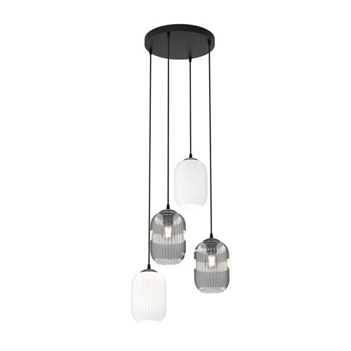 Lampa wisząca VERDI 4 PREM BL MIX klosz, grafit biały czarna