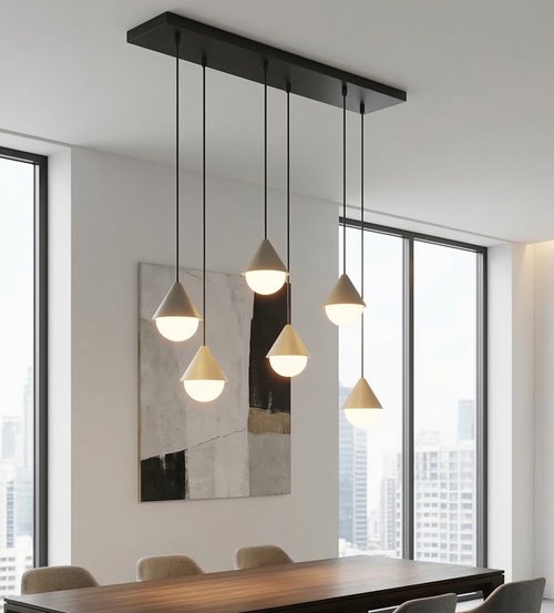 Lampa wisząca GIRO 6 BL MOKKA nowoczesna, beżowa, metal