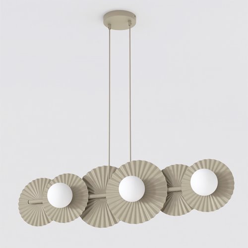 Lampa wisząca UMBRA 6 MOKKA OPAL loft, beżowa, metal, fala