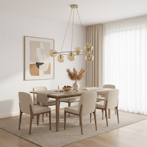 Lampa wisząca AZURA 6 MOKKA AMBER nowoczesna, klosze, beżowa