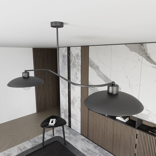 Żyrandol FOSTER 2 BLACK nowoczesny, unikatowy, czarny, metal