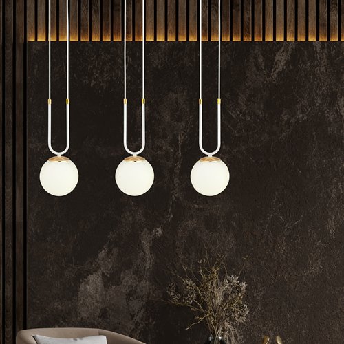 Lampa wisząca GLAM 3 WH/OPAL glamour biała/złota