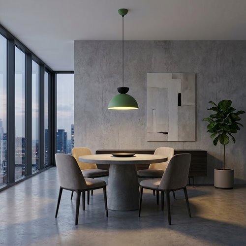 Lampa wisząca LUNARO 1S BL GREEN loft, zielona, metal