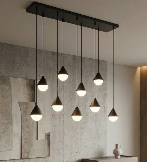 Lampa wisząca GIRO 9 BLACK nowoczesna, czarna, metal