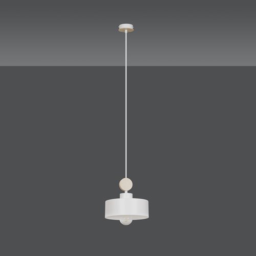 Lampa wisząca TUNISO 1 WHITE skandynawska, drewno, biała