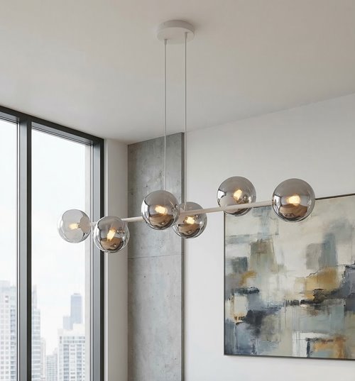 Lampa wisząca MAGNUS 6 GRAY GRAFIT nowoczesna, klosz, szara