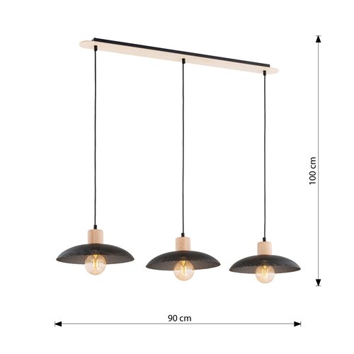Lampa wisząca KOBE 3 BLACK unikatowy, japandi, skandynawski