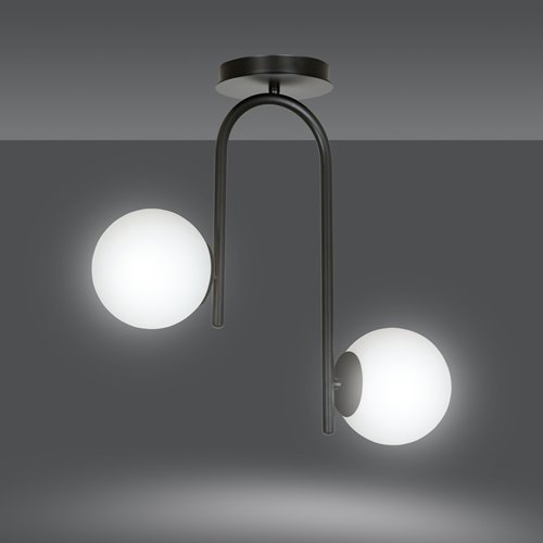 Lampa sufitowa KALF 2 BLACK klasyczna, klosz, czarno/biała