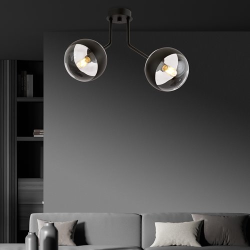 Lampa sufitowa NOVA 2 BL/STRIPE klosze czarna/transparent