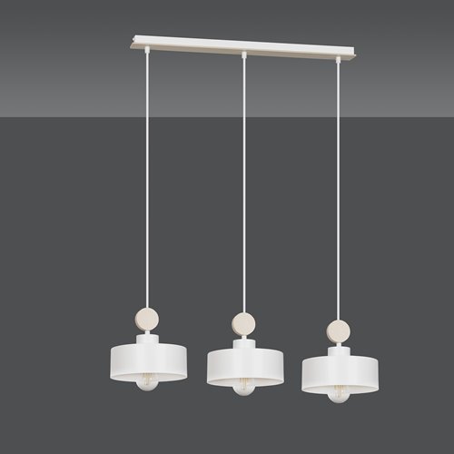 Lampa wisząca TUNISO 3 WHITE skandynawska, drewno, biała