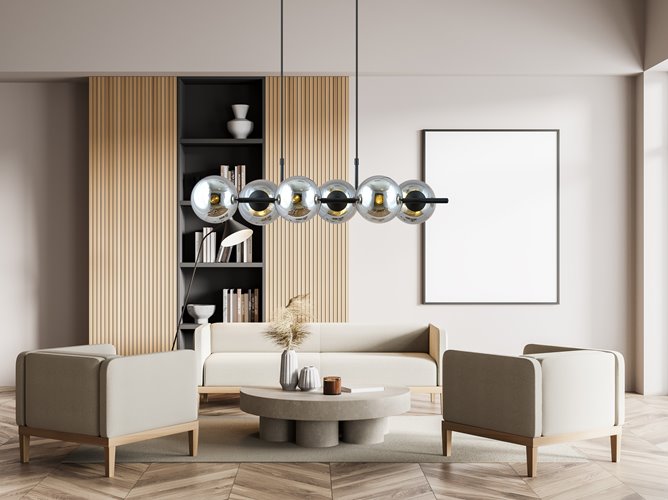 Lampa wisząca RORY 6 BLACK/GRAFIT loft, czarna, klosz