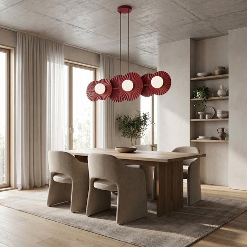 Lampa wisząca UMBRA 6 BURGUNDY OPAL loft, metal, fala
