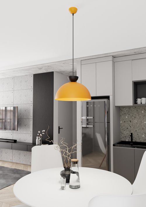 Lampa wisząca LUNARO 1L BL ORANGE loft, pomarańczowa, metal