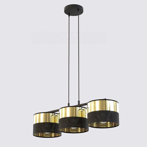 Lampa wisząca LUX 3 BL GOLD abażur, czarny, złoty