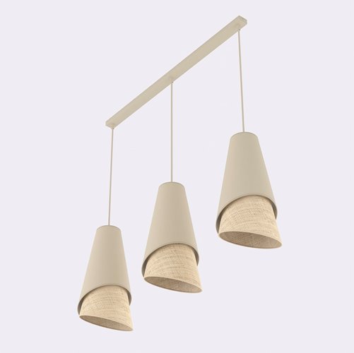 Lampa wisząca MODA 3 MO RATTAN nowoczesna, beżowa, abażur