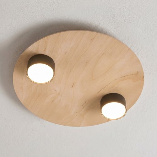 Lampa sufitowa PIXO 2 BL WOOD plafon, czarna, drewno, loft