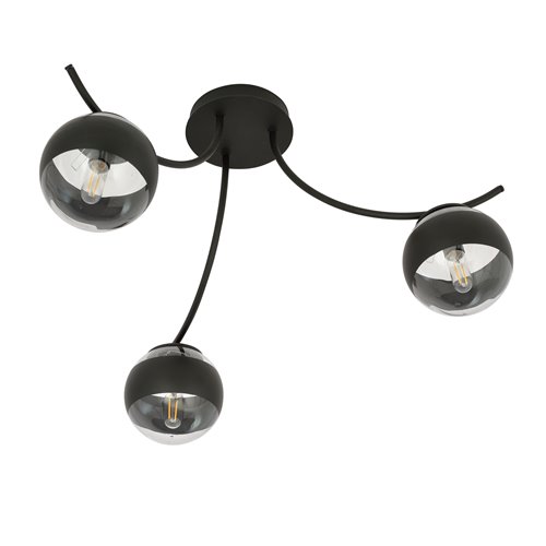 Lampa sufitowa BOSTON 3 BLACK/STRIPE czarna/transparent