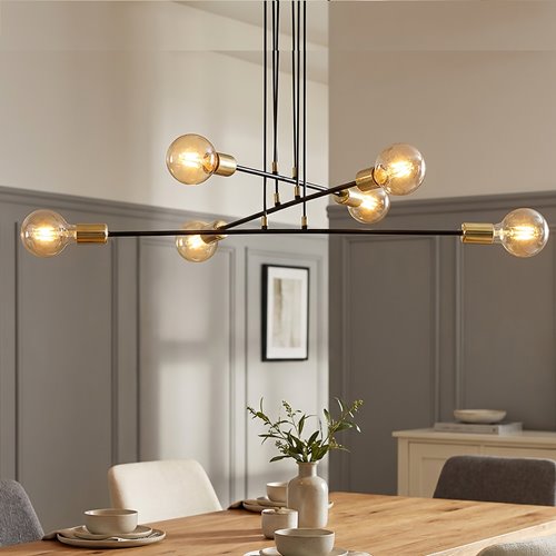 Lampa wisząca VESIO 6 BLACK nowoczesna, loft, czarno/złota