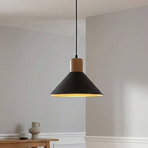 Lampa wisząca ROWEN 1 BLACK japandi, regulowana, czarna