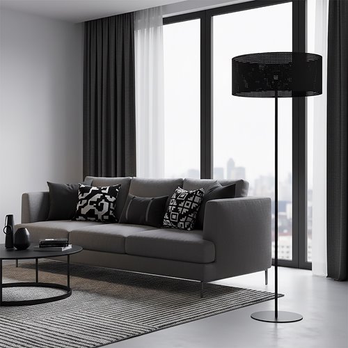 Lampa podłogowa LUX LP1 BLACK klasyczna, czarna, abażur
