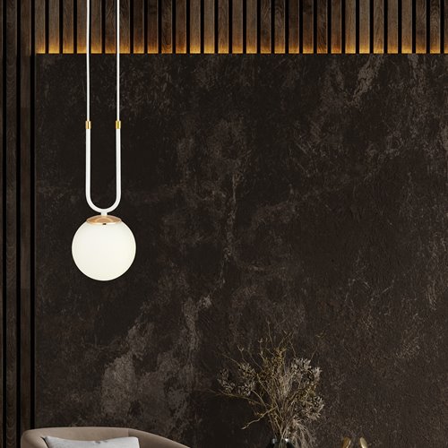 Lampa wisząca GLAM 1 WH/OPAL glamour biała/złota