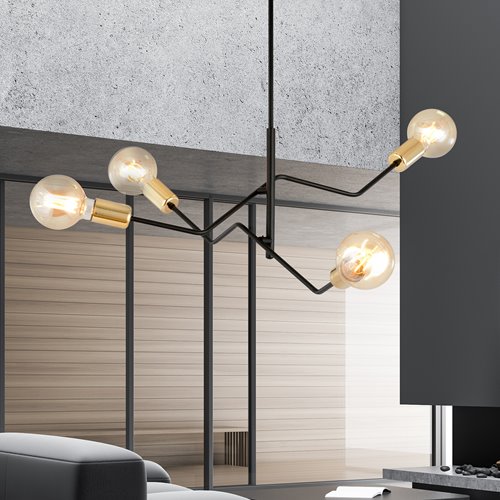 Lampa sufitowa BOLT 4 BLACK GOLD industrialna czarna/złota