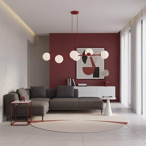 Lampa wisząca MAGNUS 6 BURGUNDY OPAL nowoczesna, klosz