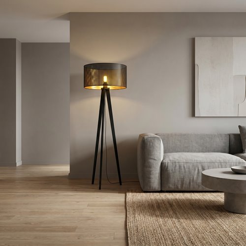 Lampa podłogowa ASTON LP1 BLACK/GOLD abażur czarno/złoty