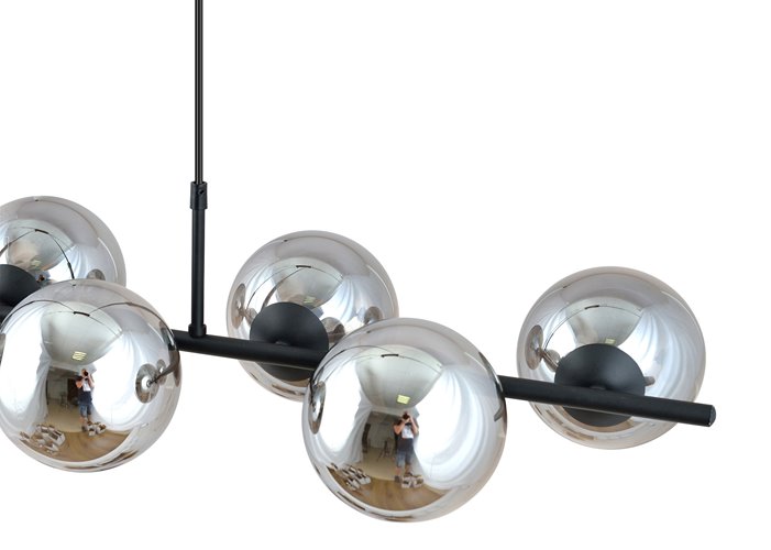 Lampa wisząca RORY 6 BLACK/GRAFIT loft, czarna, klosz