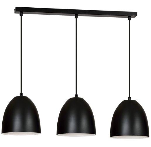 Lampa wisząca LENOX 3 BLACK/WHITE loft, metal, czarno/biały