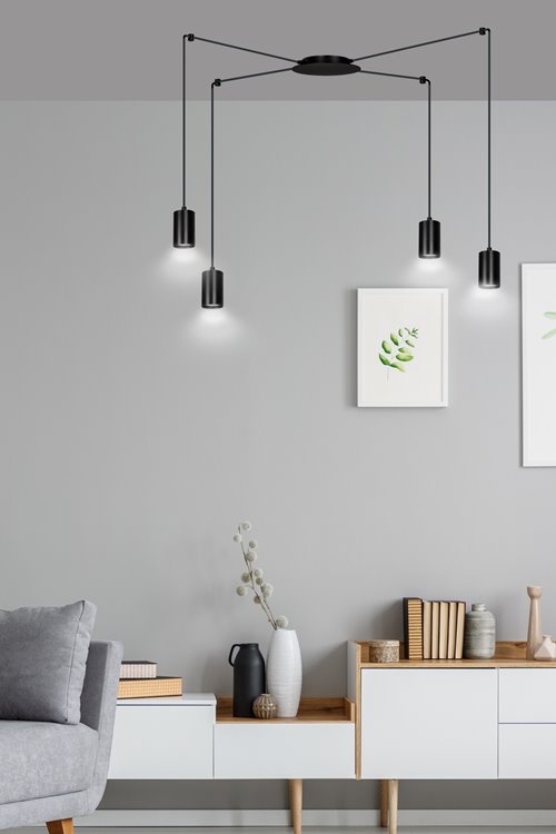 Lampa wisząca TRAKER 4 BL/BLACK nowoczesna, pająk, czarna