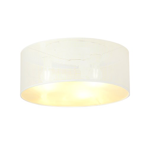 Lampa sufitowa ASTON 3 WHITE/GOLD duży abażur biało/złoty