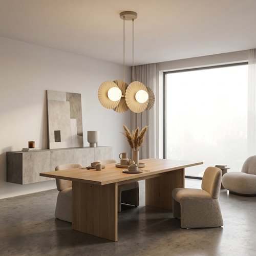 Lampa wisząca UMBRA 4 MOKKA OPAL loft, beżowa, metal, fala