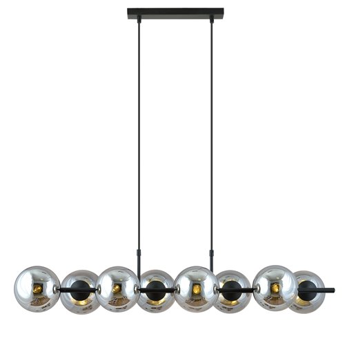 Lampa wisząca RORY 8 BLACK/GRAFIT loft, czarna, klosz