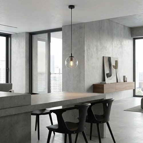 Lampa wisząca COSMO 1 BL TRANSPARENT loft, klosz, czarna