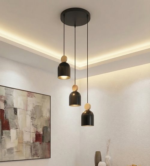 Lampa wisząca MESI 3PREM BLACK nowoczesna, czarna, metal