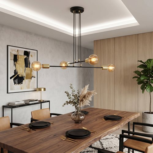 Lampa wisząca VESIO 4 BLACK nowoczesna, loft, czarno/złota