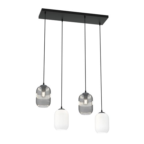 Lampa wisząca VERDI 4 BL MIX klosz, grafit, biały, czarna