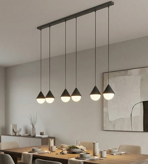 Lampa wisząca GIRO 6 PREM BLACK nowoczesna, czarna, metal