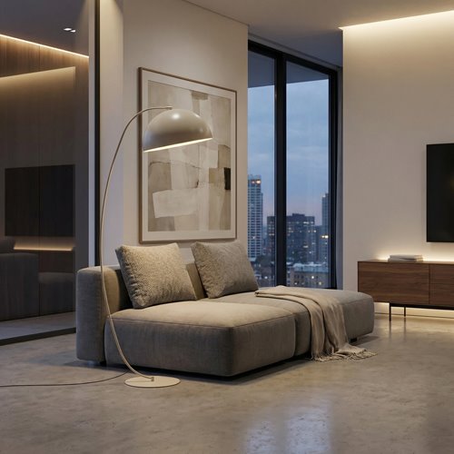 Lampa podłogowa ARCOS LP1 MOKKA nowoczesna, beżowa