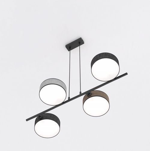 Lampa wisząca DRUMZ 4 MIX1 nowoczesna, czarna, abażury
