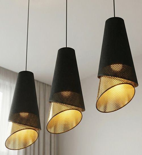 Lampa wisząca MODA 3 BL GOLD LOFT nowoczesna, abażur