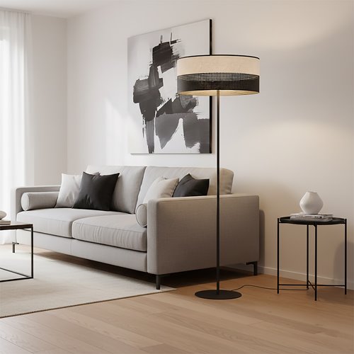 Lampa podłogowa KARBON LP1 BL GRAY klasyczna, szara, abażur
