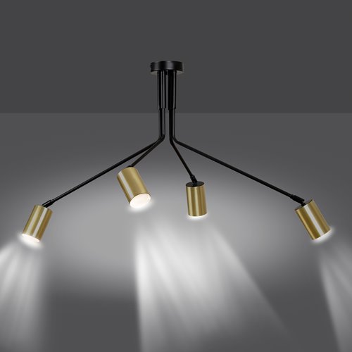 Lampa sufitowa VERNO 4 BLACK nowoczesna, metal, czarno/złota