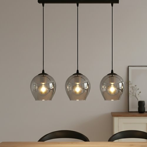 Lampa wisząca ISTAR 3 BL GRAFIT loft klosz grafit czarna