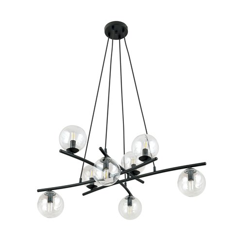 Lampa wisząca ESSA 8 TRANSPARENT kule czarna/transparent