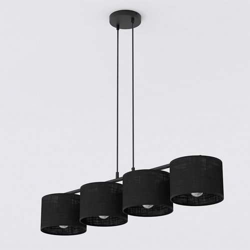Lampa wisząca ECO 4 BLACK klasyczna, abażur, czarna